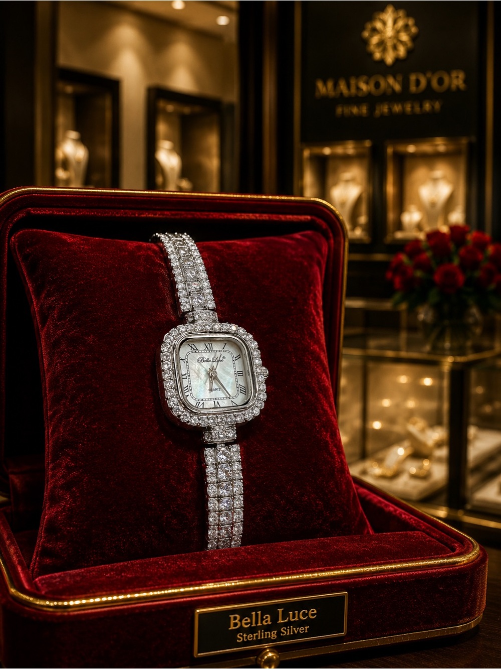 JTV Bella Luce “Beautiful Light “ Sterling Silver 925 Rhodium Plated Watch